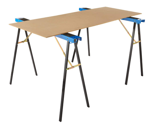 Set of 2 Metal Sawhorses, 300 lb Capacity, 31 x 39 in - Mastercraft