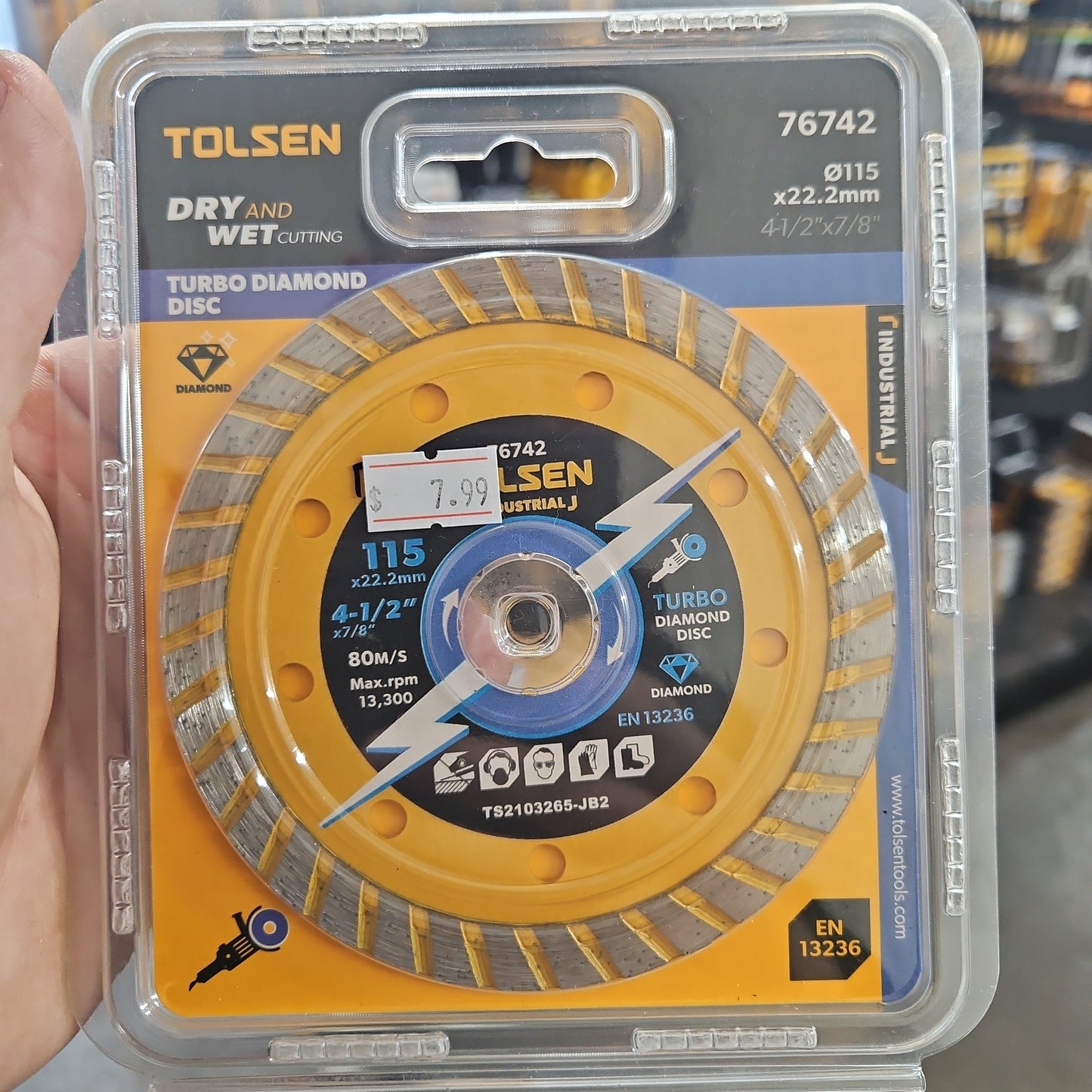 Lame à couper au diamant 4 1/2 pouces TOLSEN - sosoutils