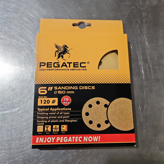 10x Papier à sabler velcro 6 pouces, 6 trous Oxide d'aluminium PEGATEC - sosoutils