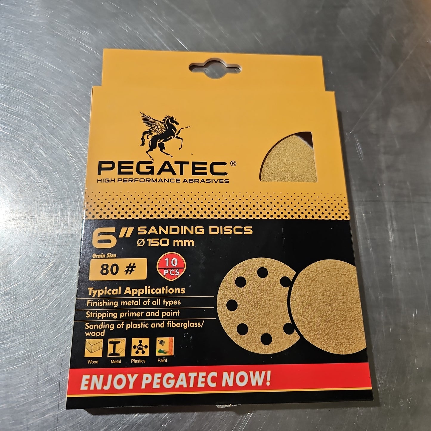 10x Papier à sabler velcro 6 pouces, 6 trous Oxide d'aluminium PEGATEC - sosoutils