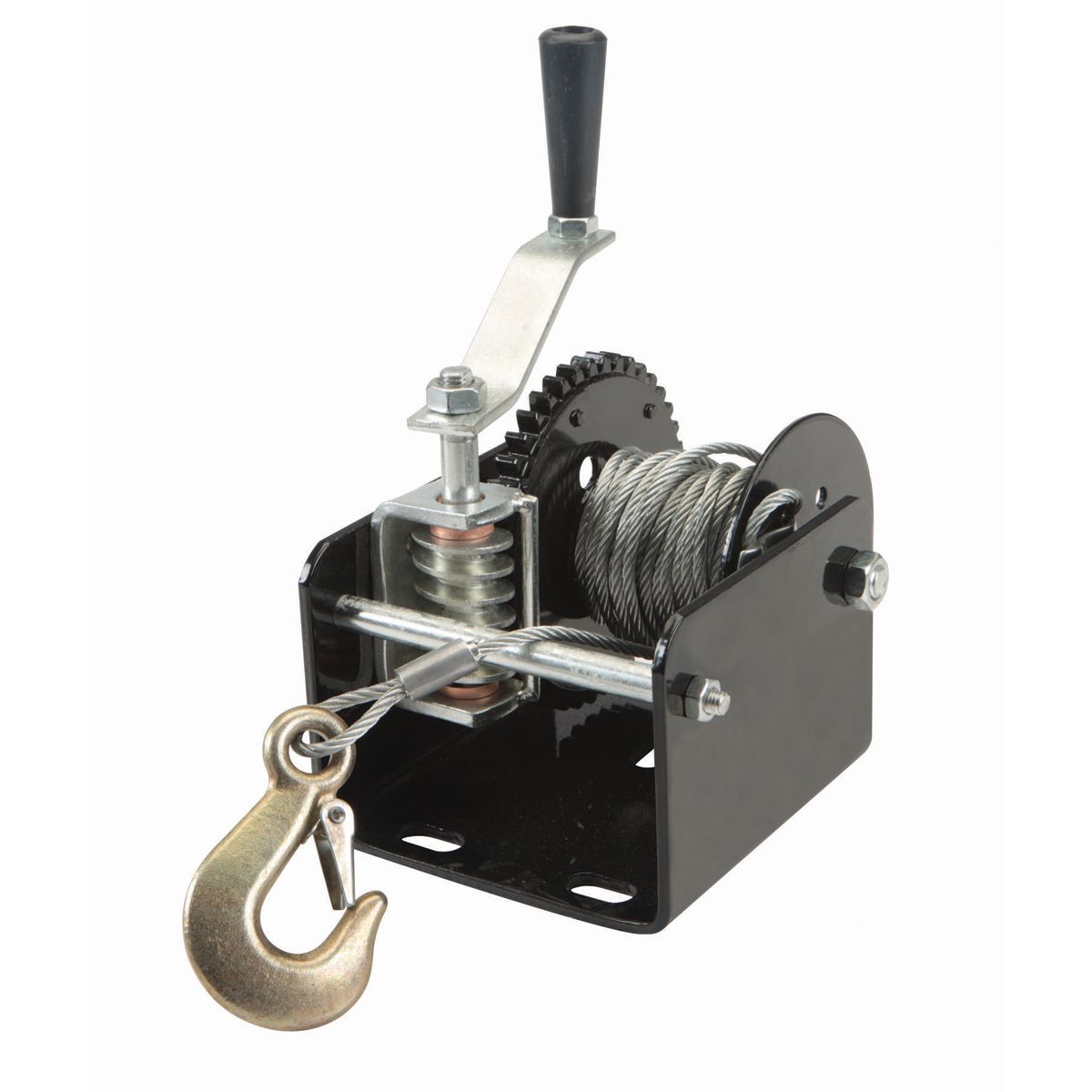 HAUL-MASTER 2000 lb manual cable winch, 1 ton capacity, 25 ft