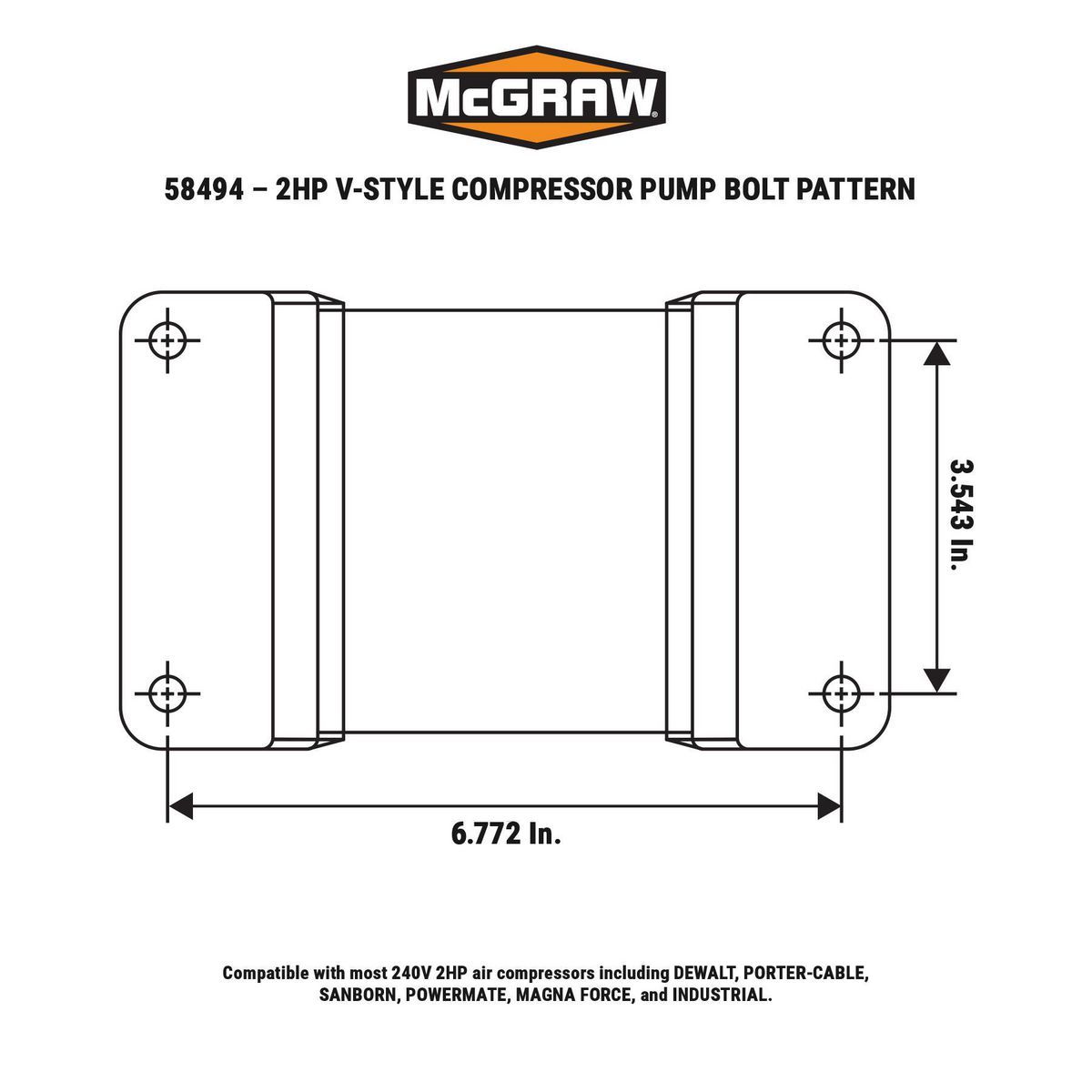 Pompe de compresseur d'air en fonte à un étage de 2 HP 155 PSI de style V MCGRAW - sosoutils
