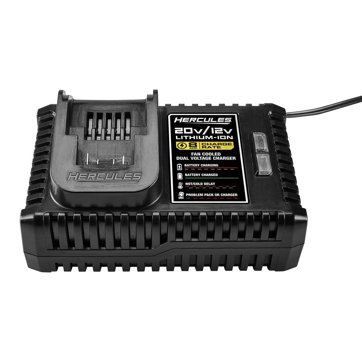 Chargeur de batterie lithium-ion double tension 20 V/12 V, refroidi par ventilateur hercule - sosoutils