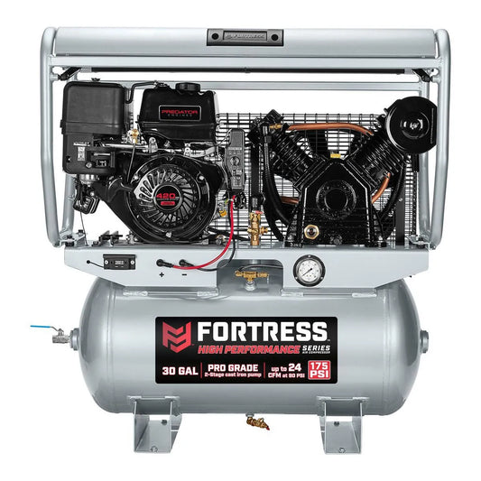 High Performance 30 Gallon 175 PSI Gas Powered Truck Bed Air Compressor - FORTRESS
