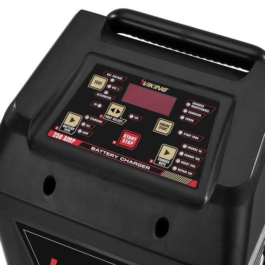 2/15/50/250A 6/12V Rolling Battery Charger, Engine Starter and Alternator Tester - VIKING