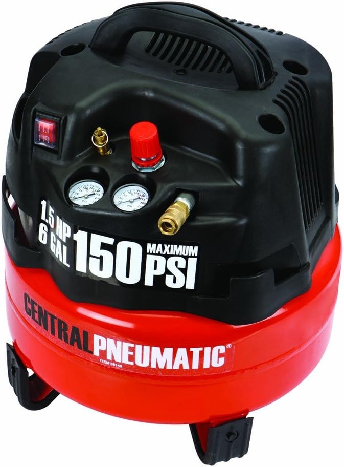 6-Gallon Professional Air Compressor, 1.5 HP, 150 PSI - CENTRAL PNEUMATIC