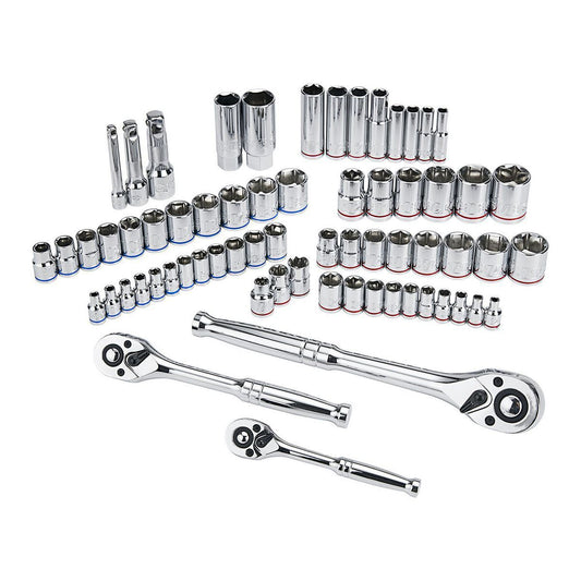 66 Pcs Socket Set, 1/4-3/8 and 1/2 Po SAE and Metric-QUINN