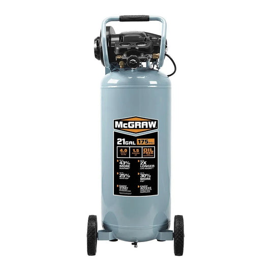 McGraw 21 Gallon 1.5 HP 175 PSI Oil Free Vertical Air Compressor