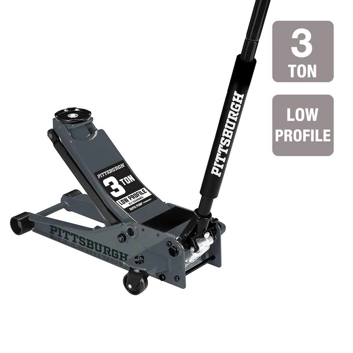 Rapid Pump® Low Profile 3 Ton Floor Jack, Slate Grey - PITTSBURGH