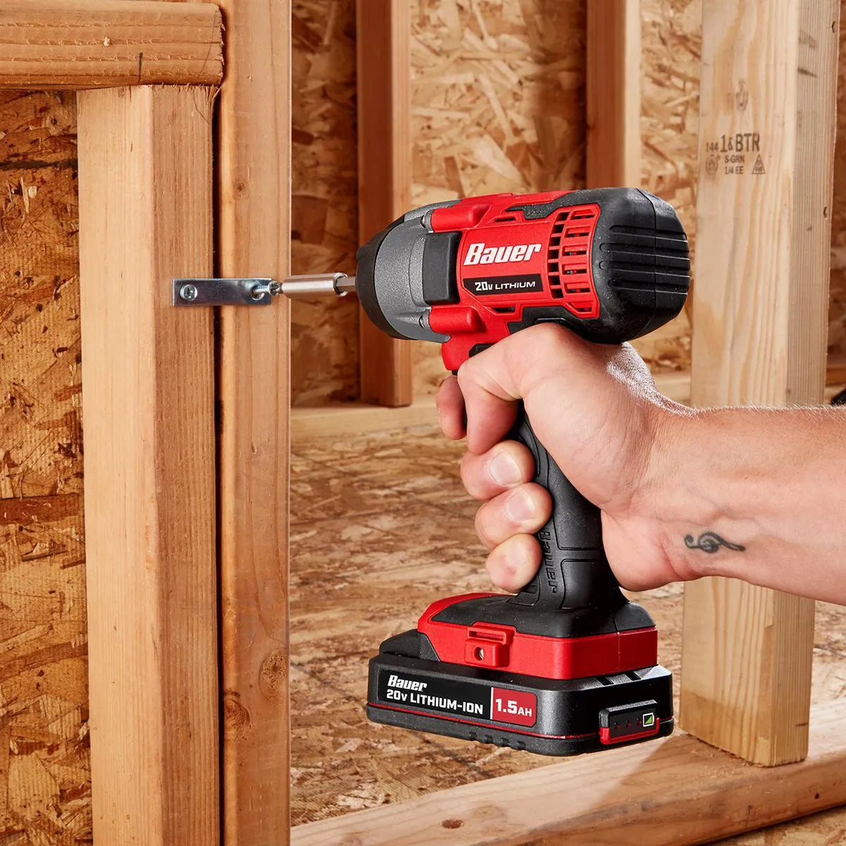Kit perceuse-visseuse à percussion sans fil 20 V, 2 outils, avec 2 batteries de 1,5 Ah et chargeur - BAUER