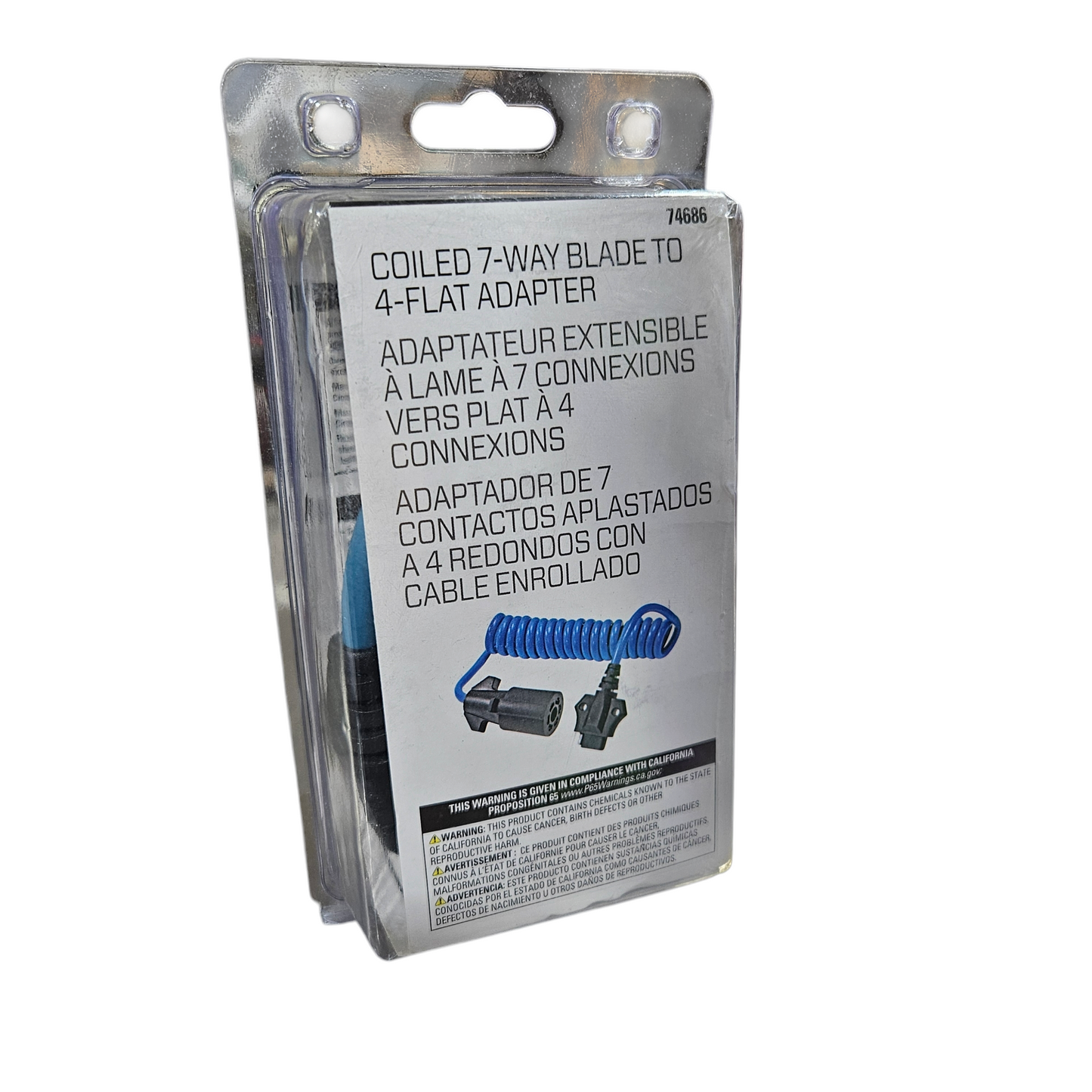 REESE Towpower 7-Way Connector to 4-Way Flat Connector Adapter with Long Coiled Cable