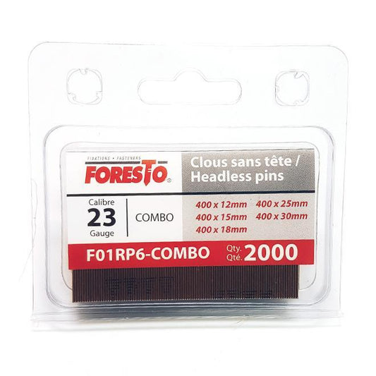 Clous de finition sans tête, cal. 23, 5 grandeurs, bte/2000 FORESTO - sosoutils