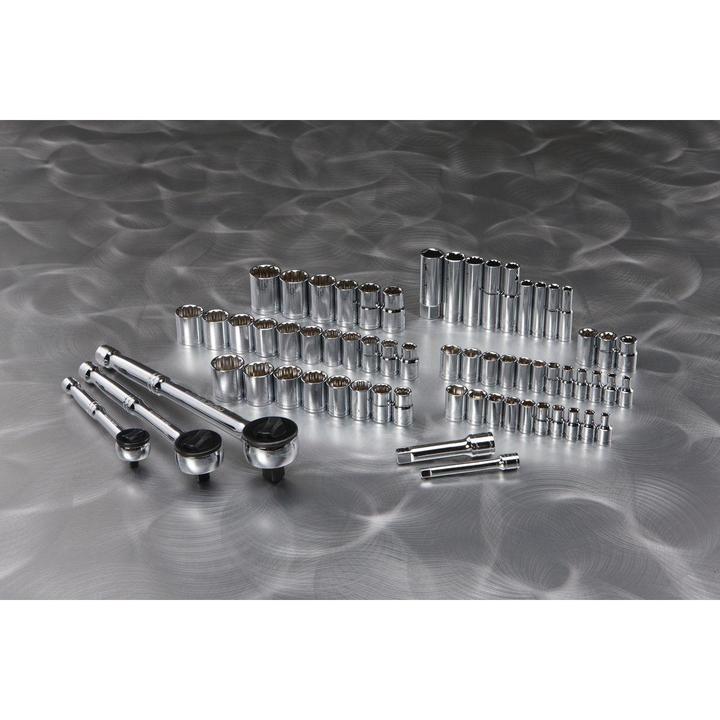 Ensemble de douilles métriques et SAE à entraînement 1/4 po, 3/8 po, 1/2 po, 64 pièces PITTSBURGH - sosoutils