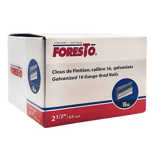 Clous à finition galvanisés 2 1/2", cal.16, 2500/bte FORESTO - sosoutils