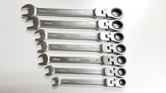 Jeu de 7 clés à cliquet combiné à tête flexible METRIQUE-TOLSEN - sosoutils