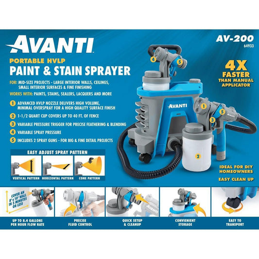 Pulvérisateur de peinture et de teinture portable HVLP AVANTI - sosoutils