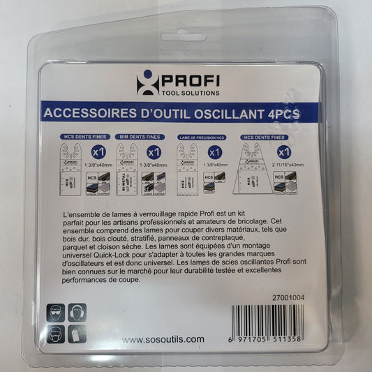 Ensemble de lames 4 mcx pour outil oscillant -PROFI - sosoutils