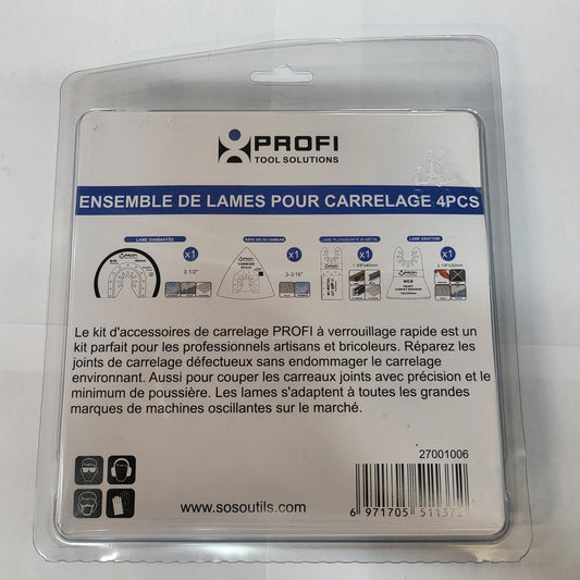 Ensemble de lames à céramique 4 mcx pour outil oscillant -PROFI - sosoutils