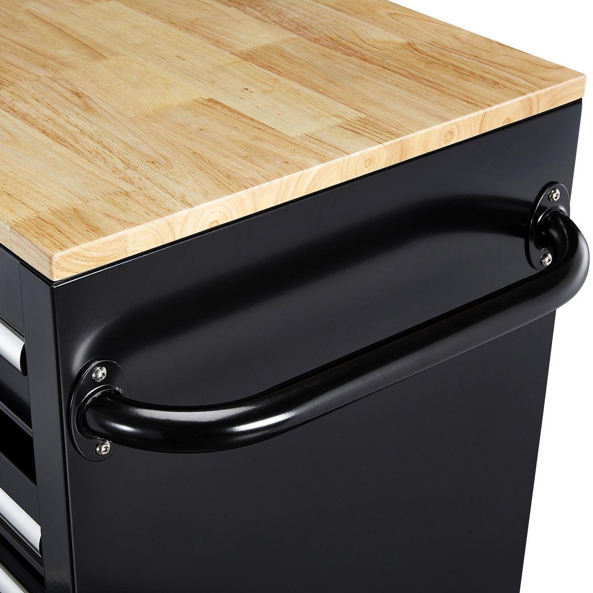 Coffre à outils YUKON 46 Po, 9 Tiroirs avec dessus en bois massif - Noir - sosoutils