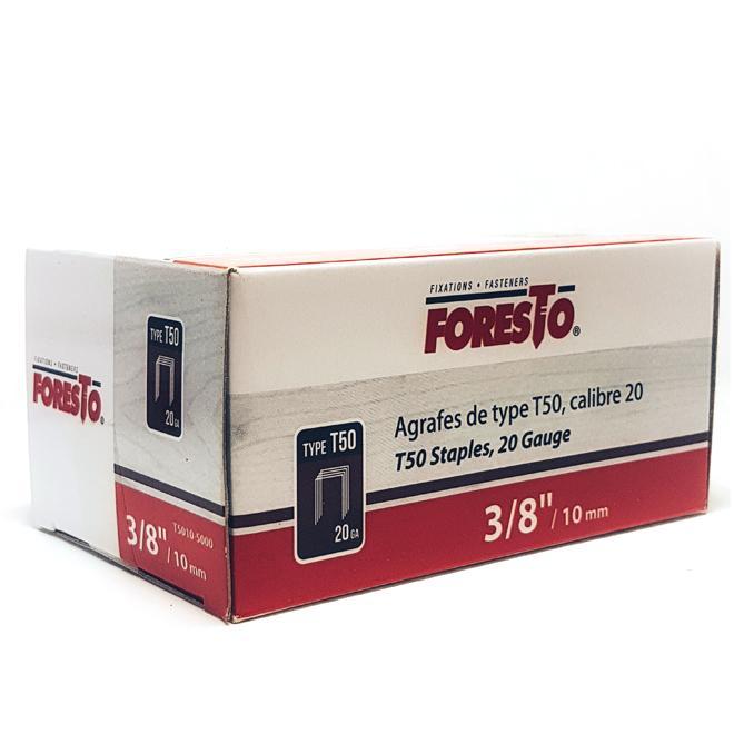 Agrafes, T50, 3/8", calibre 20, acier galvanisé, 5000/pqt FORESTO - sosoutils