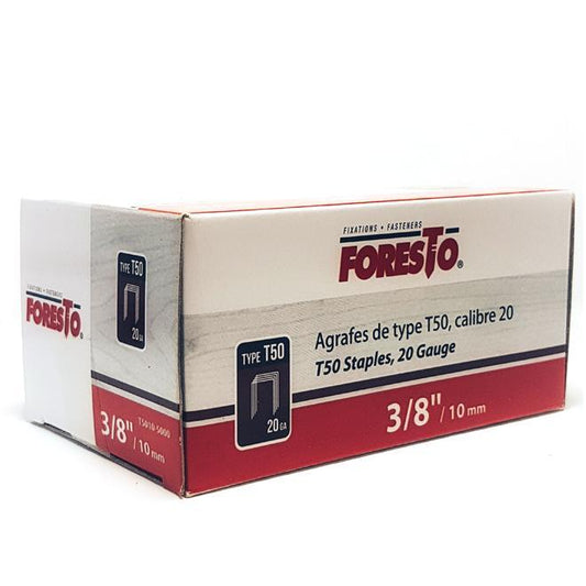 Agrafes, T50, 3/8", calibre 20, acier galvanisé, 5000/pqt FORESTO - sosoutils