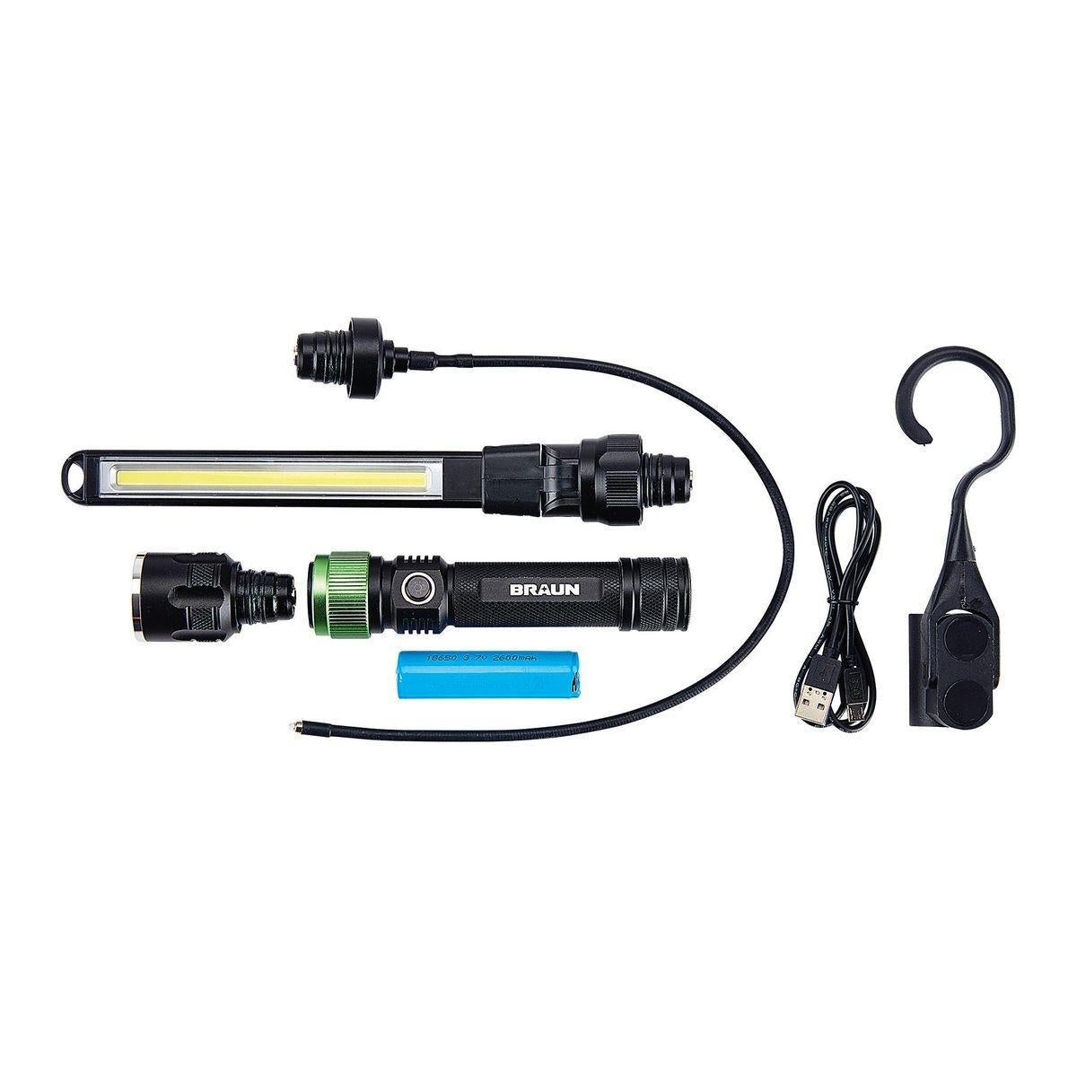 braun 300 rechargeable flashlight BRAUN Quick Connect 3-in-1 Rechargeable LED Light Kit – sosoutils