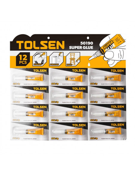 Ensemble de 12 tubes de super colle - TOLSEN - sosoutils