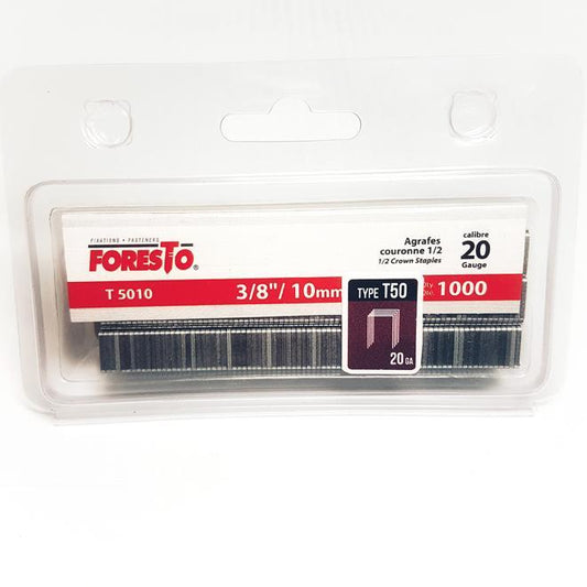 Agrafes, T50, 3/8", calibre 20, acier galvanisé, 1000/pqt FORESTO - sosoutils