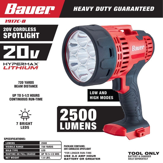 Projecteur/Lumière sans fil 20v Lithium-Ion 2500 Lumens - Outil Uniquement-BAUER - sosoutils