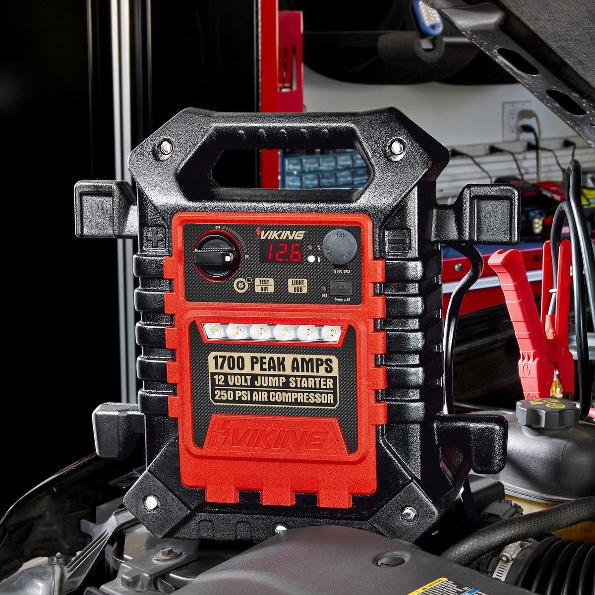 Démarreur portatif de 1700 ampères de crête et bloc d'alimentation avec compresseur d'air de 250 psi VIKING - sosoutils