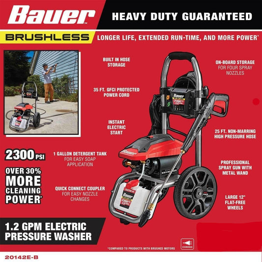 Laveuse à pression électrique BRUSHLESS , 2300 PSI-BAUER - sosoutils