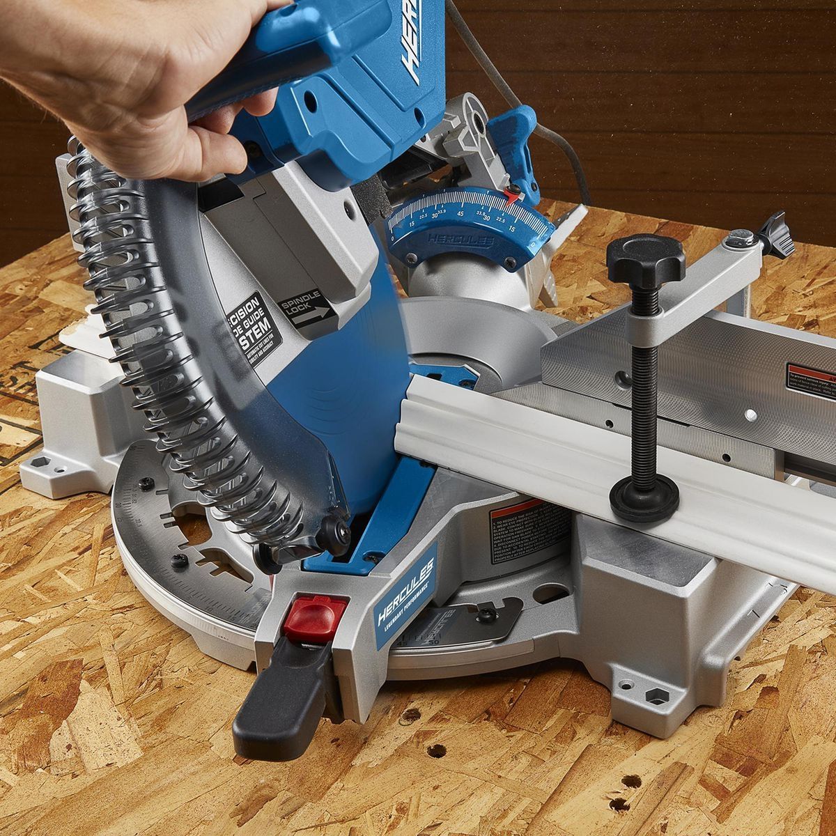 Scie à onglets composés à double biseau de 12 po avec guide d'ombre à DEL de précision-HERCULE - sosoutils