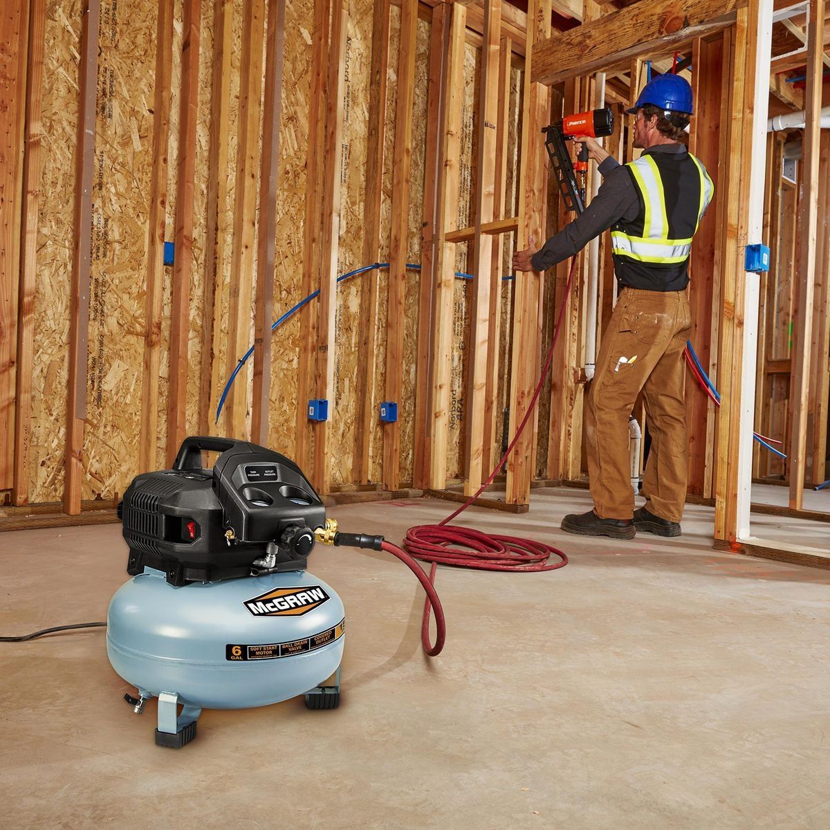 6 gallon 0.8 hp 150 psi oil free pancake air compressor - sosoutils