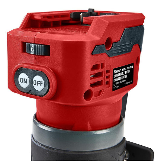 Routeur compact à vitesse variable sans fil sans balais 20 V, outil uniquement BAUER - sosoutils