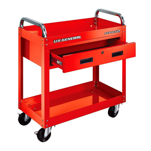 Chariot de service de 30 Po avec tiroir, Rouge, US GENERAL - sosoutils