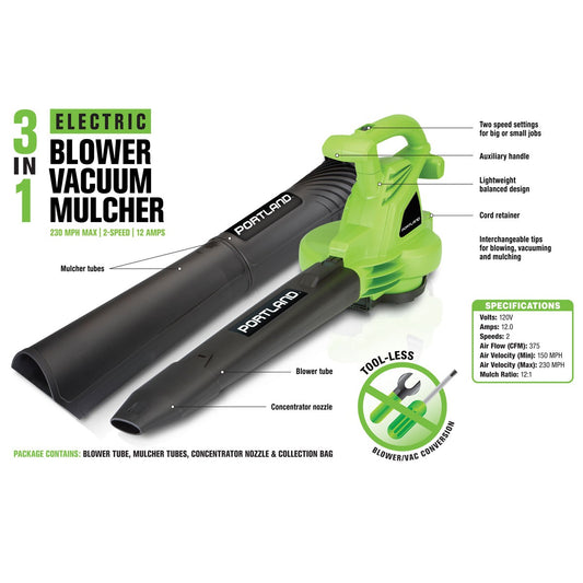 Souffleur / aspirateur / déchiqueteur PORTLAND 3 en 1 - sosoutils