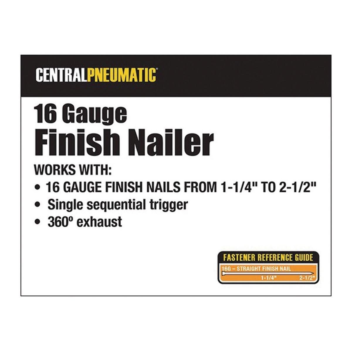 Cloueuse calibre 16 CENTRAL PNEUMATIC - sosoutils