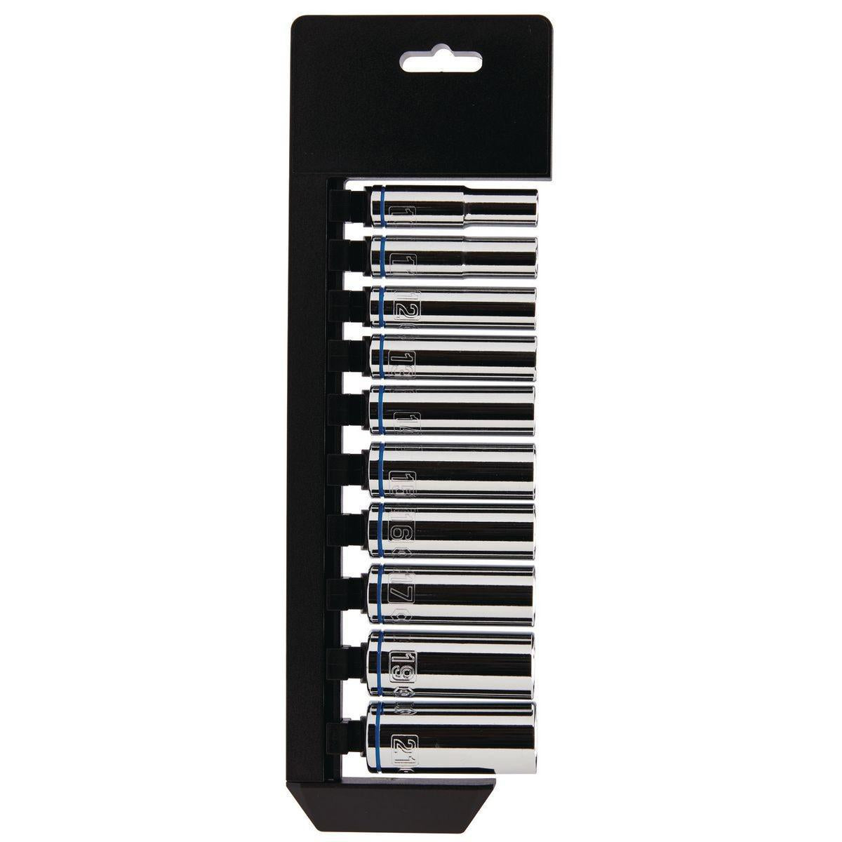 Douille Profonde Métrique Chromée À Entraînement 3/8 Po, 10 Pièces, QUINN - sosoutils