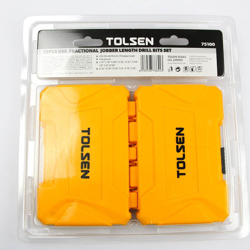 Ensemble de 15 mèches SAE HSS fractionnel longueur jobber - TOLSEN - sosoutils