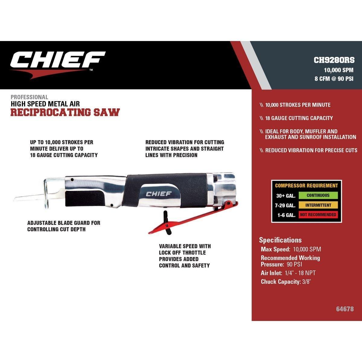 Scie alternative pneumatique haute vitesse pour métal professionnelle - CHIEF - sosoutils