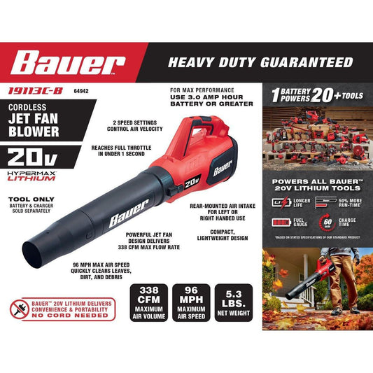 Souffleur À Jet Sans Fil 20V Hypermax BAUER 338 CFM - Outil Seulement - sosoutils