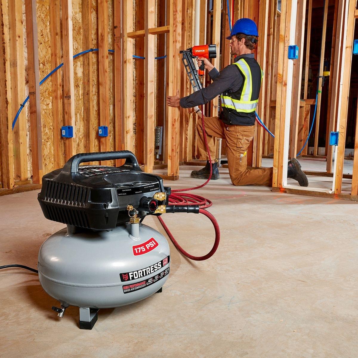 Compresseur d'air de chantier haute performance, 6 gallons, 175 PSI FORTRESS - sosoutils