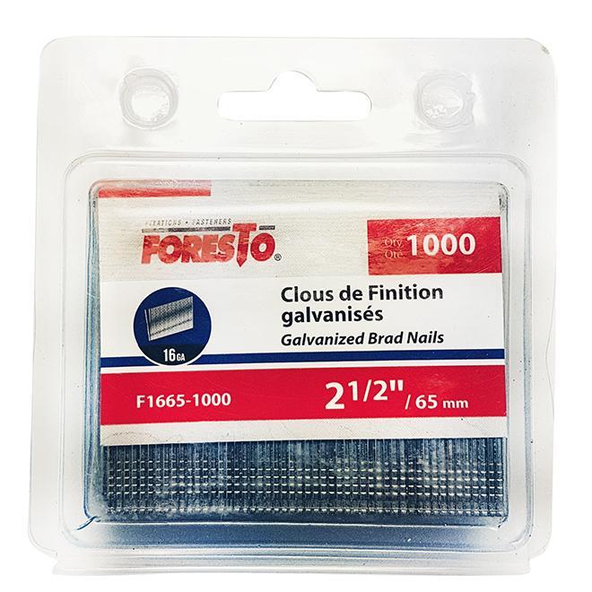 Clous de finition INOXYDABLE, calibre 16, 2 1/2'', bte/1000 FORESTO - sosoutils