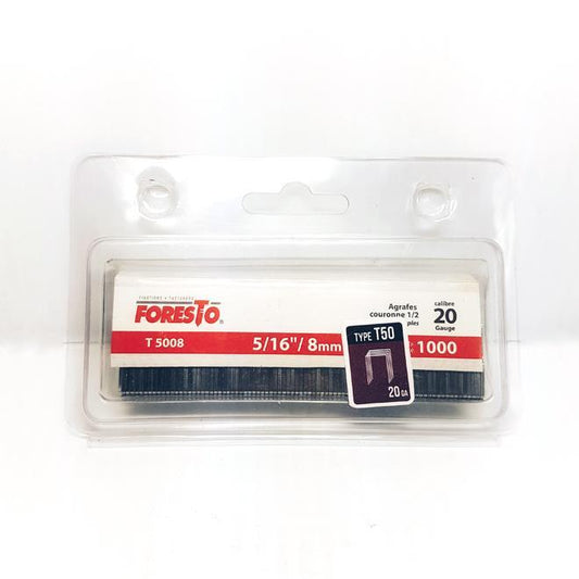 Agrafes, T50, 5/16", calibre 20, acier galvanisé, 1000/pqt FORESTO - sosoutils