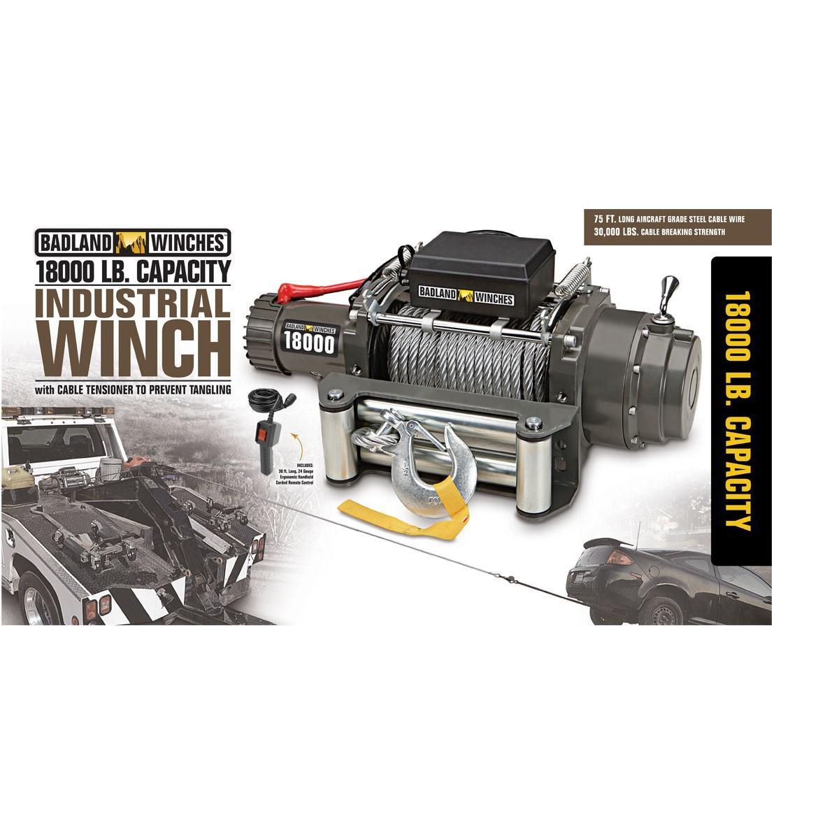 Treuil électrique de 18000 Lb Avec frein de maintien de charge automatique BADLAND - sosoutils