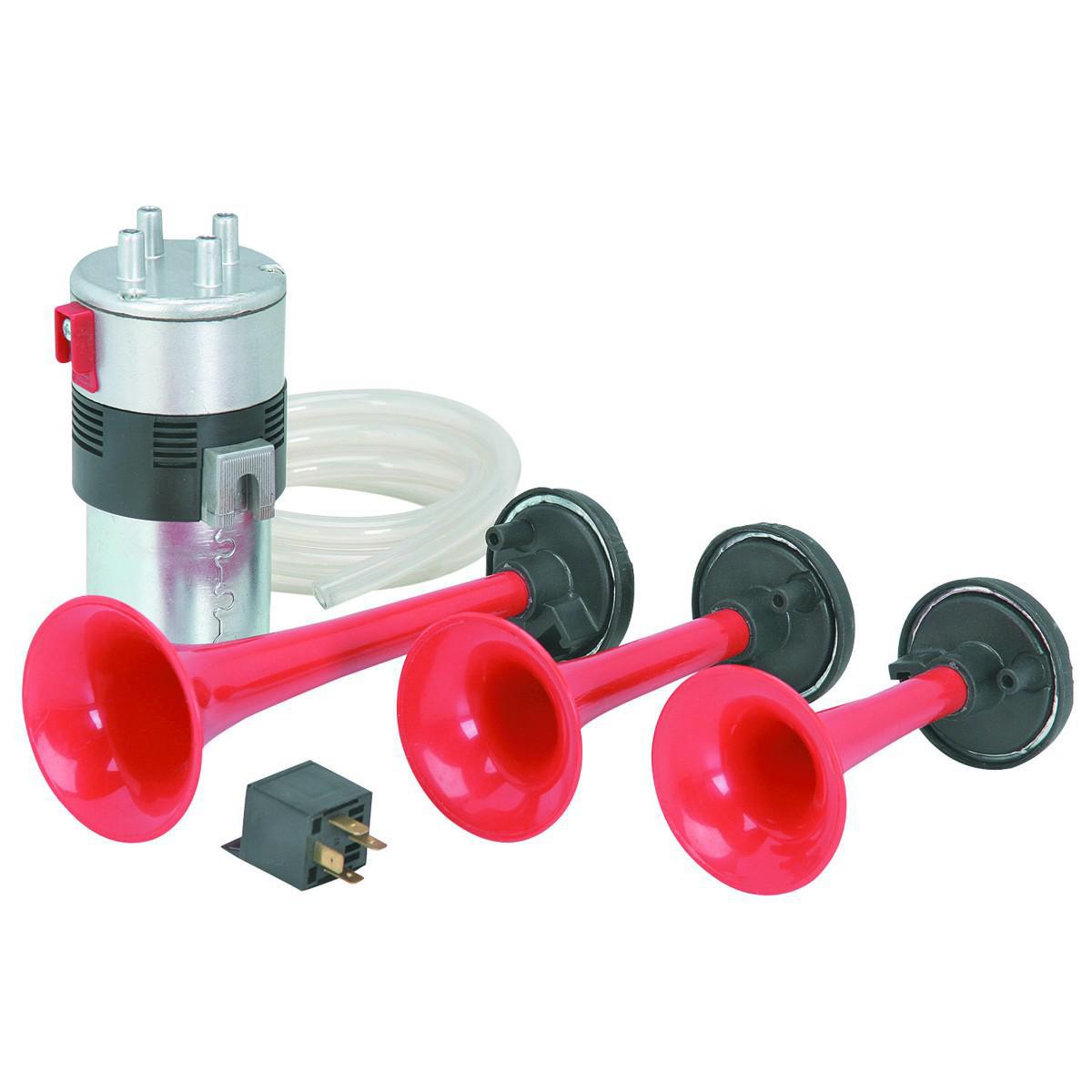 Ensemble De Klaxon À Air 12v À Trois Trompettes Avec Compresseur - sosoutils