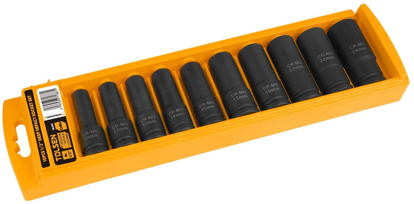 Jeu de douilles à impact profond 1/2, 10pcs - TOLSEN - sosoutils