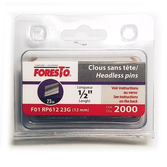 Clous de finition sans tête, 1/2'', calibre 23, bte/2000 FORESTO - sosoutils