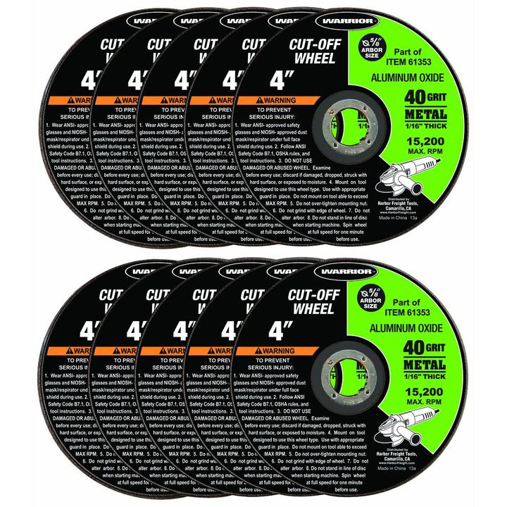 10 lames de meule à tronçonner à métal de 4 po Warrior® - sosoutils
