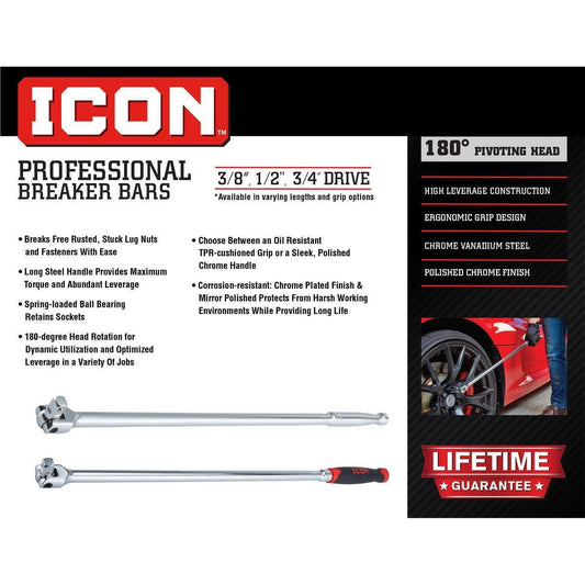 Barre de force professionnelle de 25 Po de 1/2 Po ICON - sosoutils
